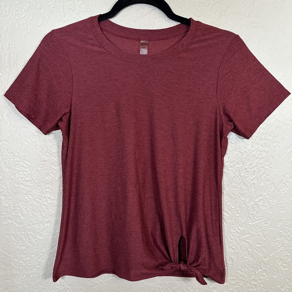 Beyond Yoga All For Ties Burgundy Space Dye Tee Women's Size XS